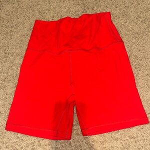 High-Waist Red Women's Bike Shorts
